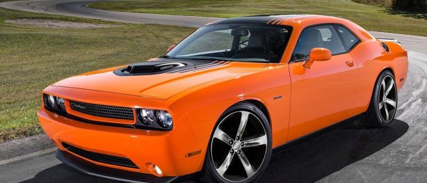 Go Mango Dodge Challenger with black decals