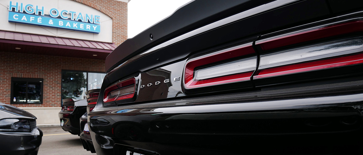 Dodge Challenger at High octane cafe and bakery