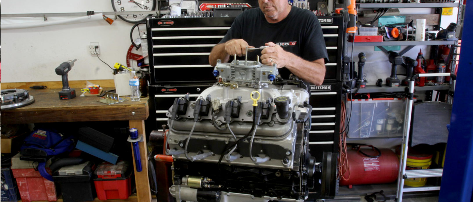 Mechanic working on an engine