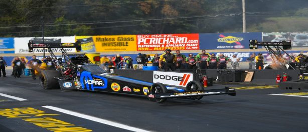 Leah Pritchett racing her Mopar top fuel dragster