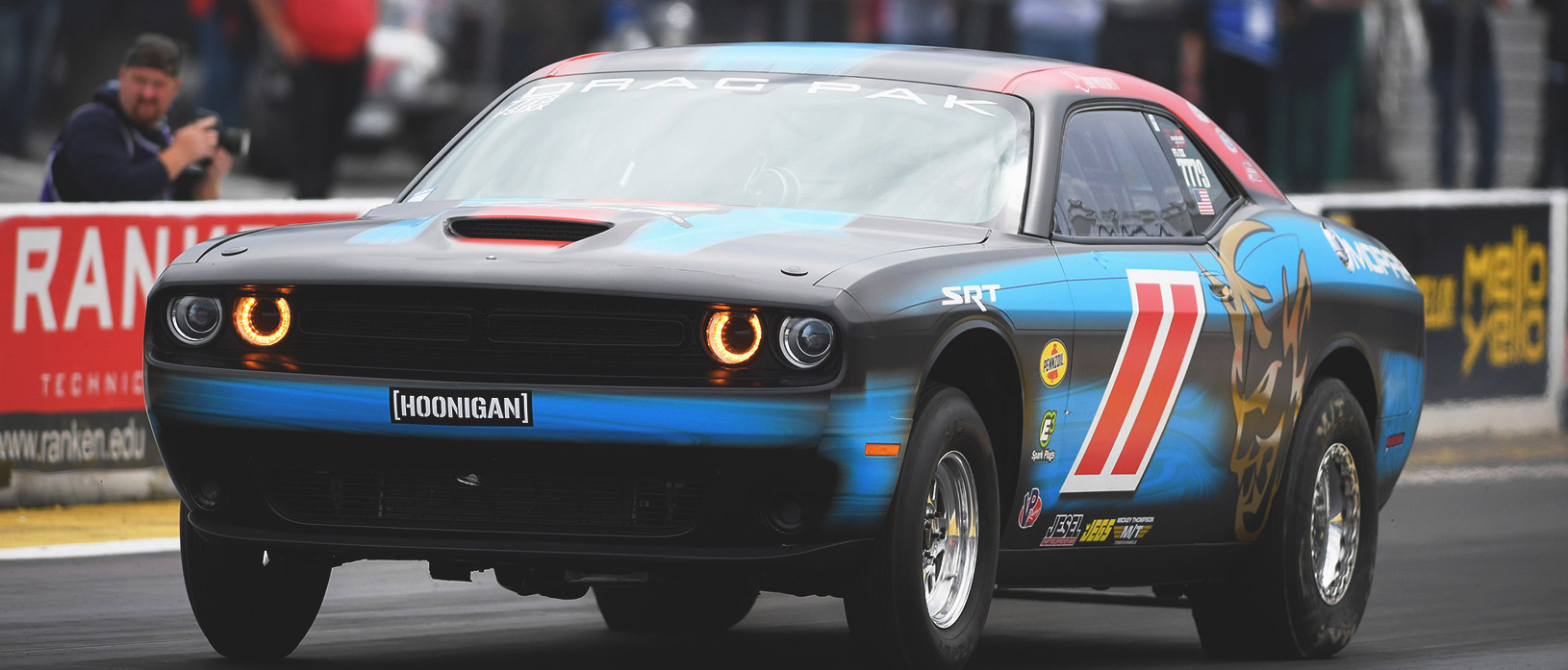 Leah Pritchett racing her Challenger Drag Pak