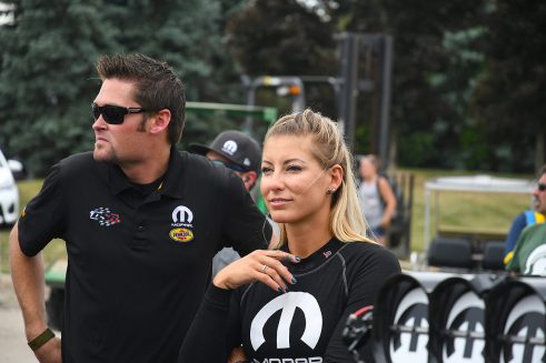 Leah Pritchett waiting to race her top fuel dragster at Roadkill Nights