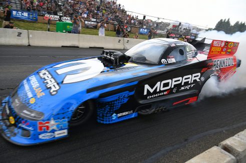 Matt Hagan racing his funny car at Roadkill Nights