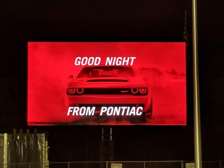 TV screen from Roadkill Nights that says Good Night From Pontiac