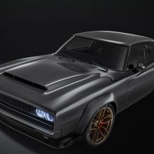 Highlights of the 1968 Dodge “Super Charger” Concept include a hood scoop based on the Dodge Challenger SRT Demon, Dodge Challenger SRT Hellcat headlamps placed behind the grille and shaved door handles and drip rails, creating a clean, streamlined appearance.