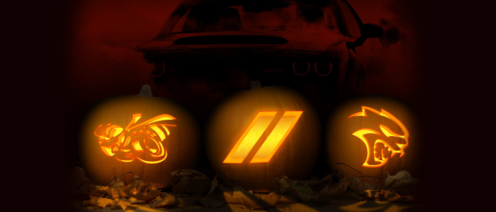 Row of Dodge pumpkins