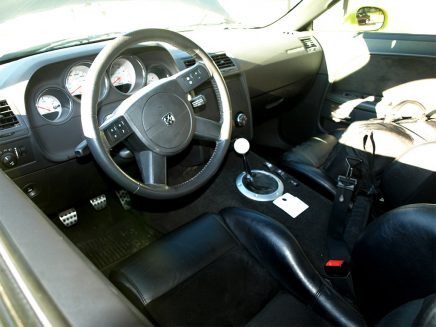 Cockpit of the 2011 1320 concept car showing stearing column and front seat details