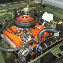 Unlike the brutal hammer work required for the 1968 HEMI Dart program, the stock engine bay didn’t require modifications to accept the RB series 440 Magnum. That said, there was no space left for a power brake booster or power steering equipment. Driving a factory 440 Dart is a fun workout.