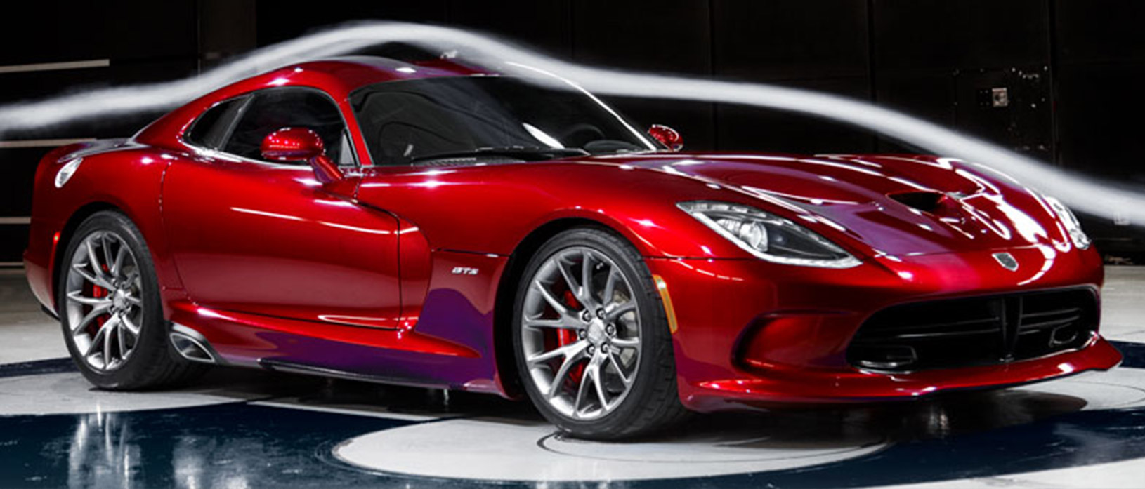 Red Dodge Viper in the wind tunnel