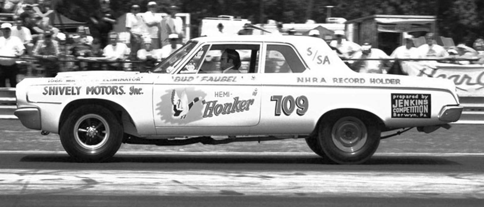 Old Dodge racing at an NHRA race