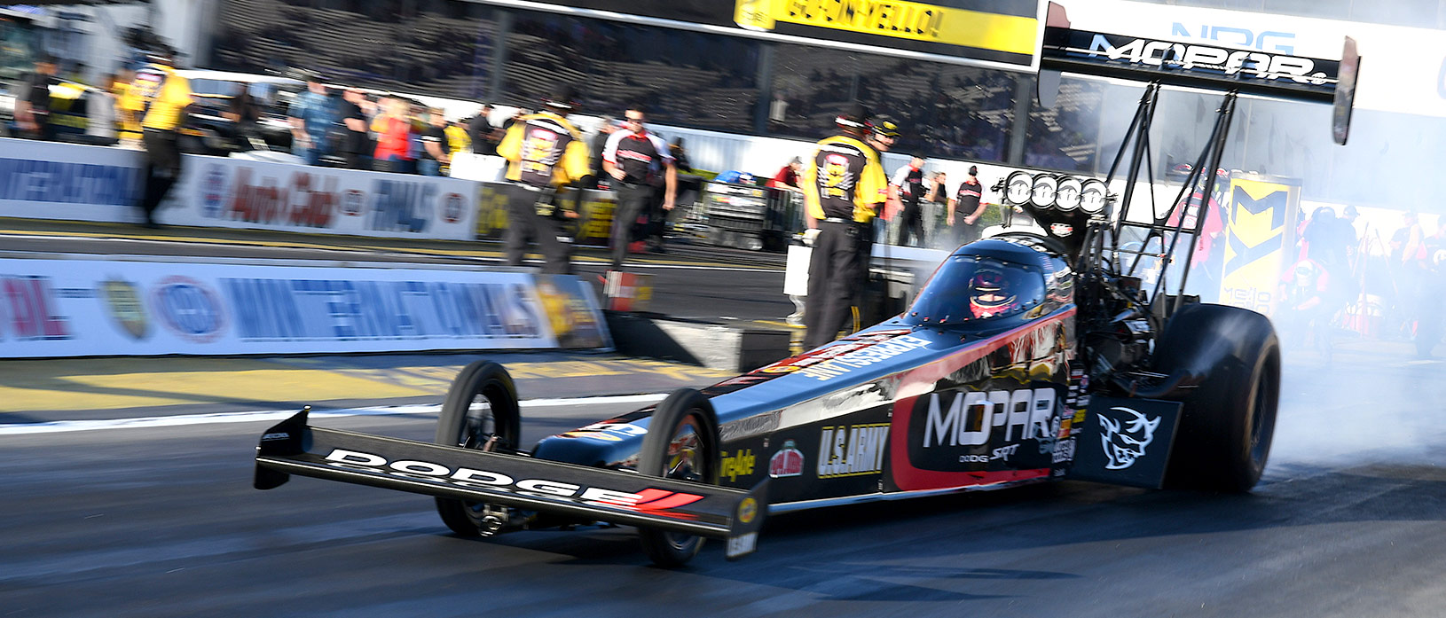 Leah Pritchett racing her top fuel dragster at NHRA Winternationals