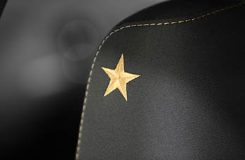 gold star stitched on seat of stars and stripes package