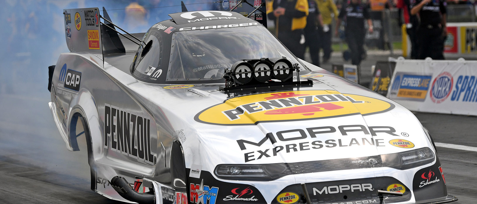 Matt Hagan driving his Pennzoil Mopar Express Lane Funny Car