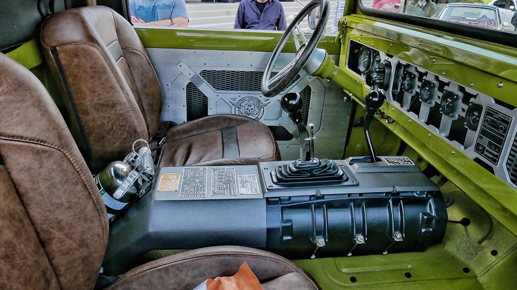 Interior of green Jeep Gladiator