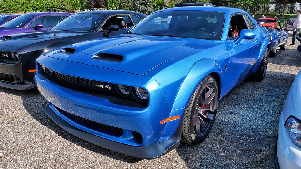 Row of Dodge Challenger SRT Hellcats at FCA Cars & Coffee