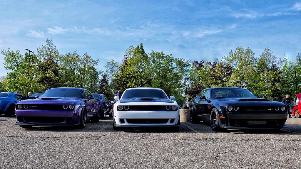Row of Challengers at FCA Cars & Coffee