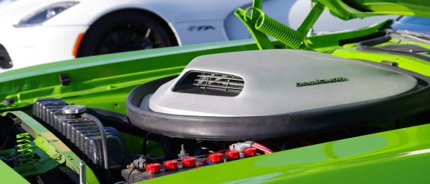 Engine of green HEMI 'Cuda