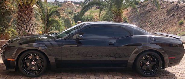 Black Dodge Challenger SRT Hellcat Widebody in carbon fiber