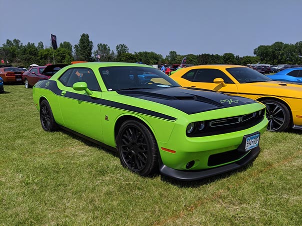 Row of Dodge Challengers at Mopars in the Park
