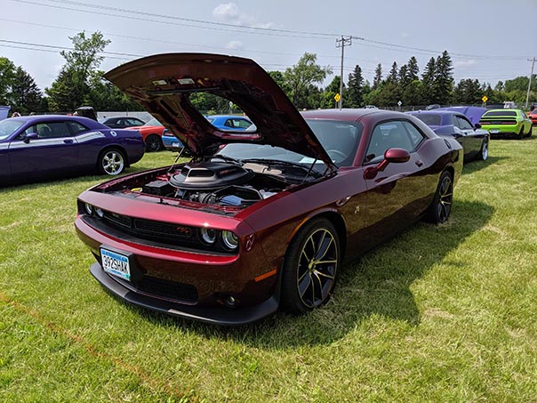 Row of Dodge Challengers at Mopars in the Park