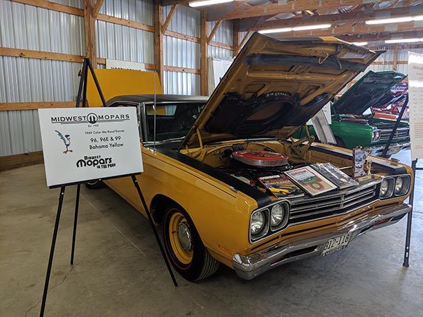 Yellow Roadrunner on display at Mopars in the Park