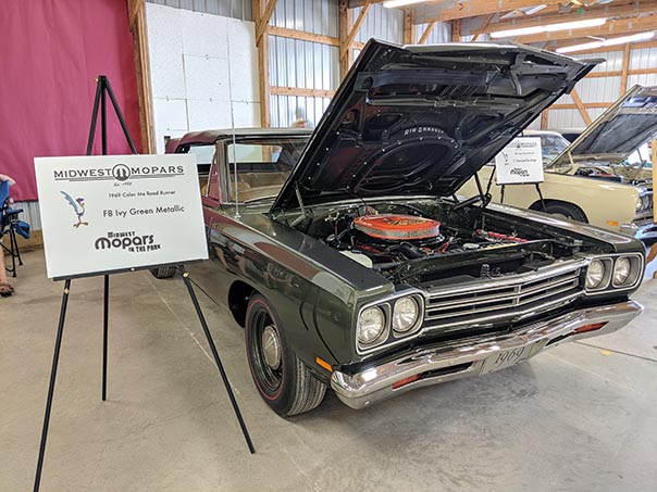 Green Roadrunner on display at Mopars in the Park