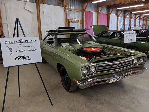 Green Roadrunner on display at Mopars in the Park