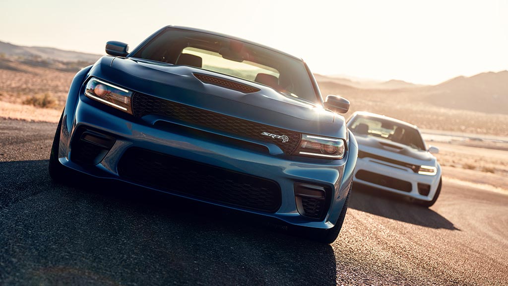 2020 Dodge Charger SRT Hellcat Widebody (Front) and 2020 Dodge Charger Scat Pack Widebody (Rear)