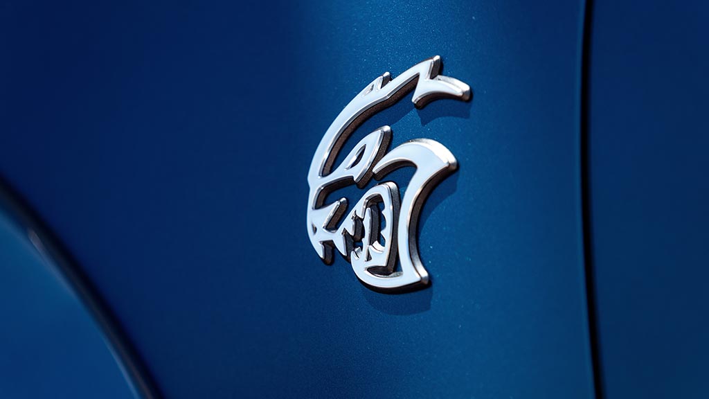 New Satin Chrome SRT Hellcat fender badge on the 2020 Dodge Charger SRT Hellcat Widebody