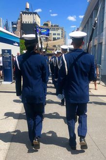 lines of united states soldiers walking