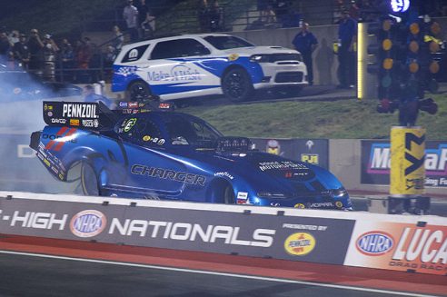 matt hagan's funny car on the starting line