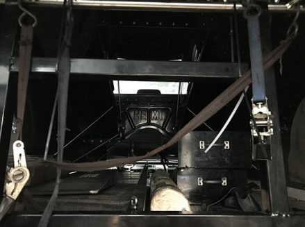 funny car body inside matt hagan's trailer