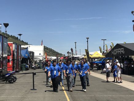 a large group of students walking