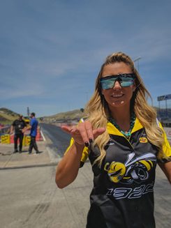 leah pritchett on the drag strip