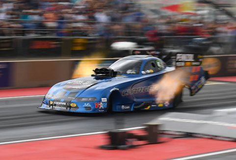 matt hagan's funny car coming off the starting line