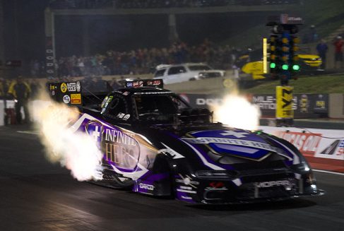 jack beckman's funny car coming off the starting line