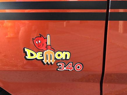 demon decal on a vehicle