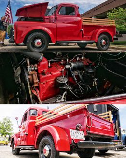 a red vehicle and its engine