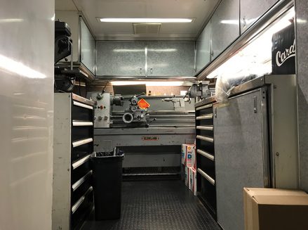 tools and vehicle parts inside ron capps' trailer