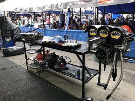 tools and vehicle parts inside ron capps' trailer