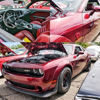 a red vehicle and its engine