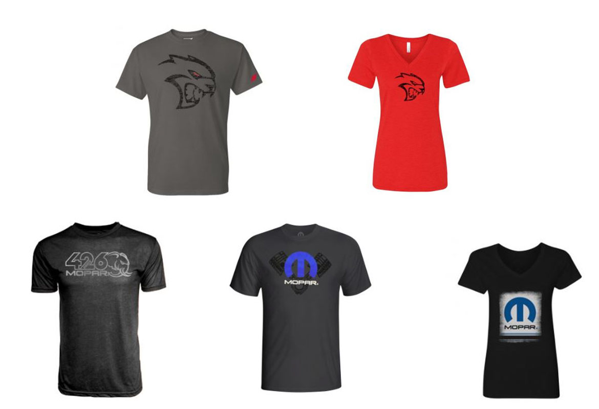 five t-shirt options