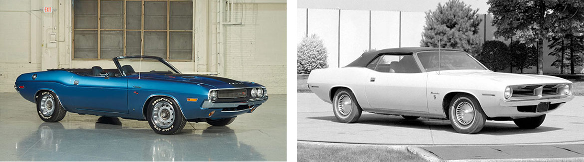 1970 Dodge Challenger R/T Convertible and 1970 Plymouth Barracuda Convertible