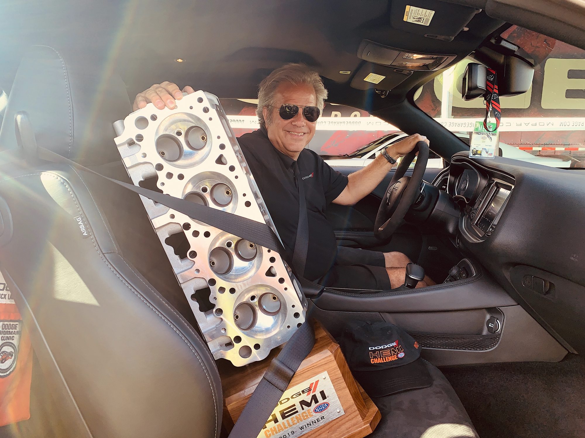 David Hakim with the dodge hemi challenge trophy