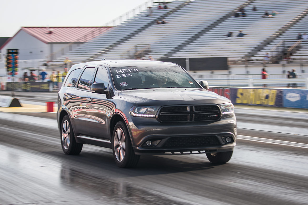 dodge vehicle on the drag strip