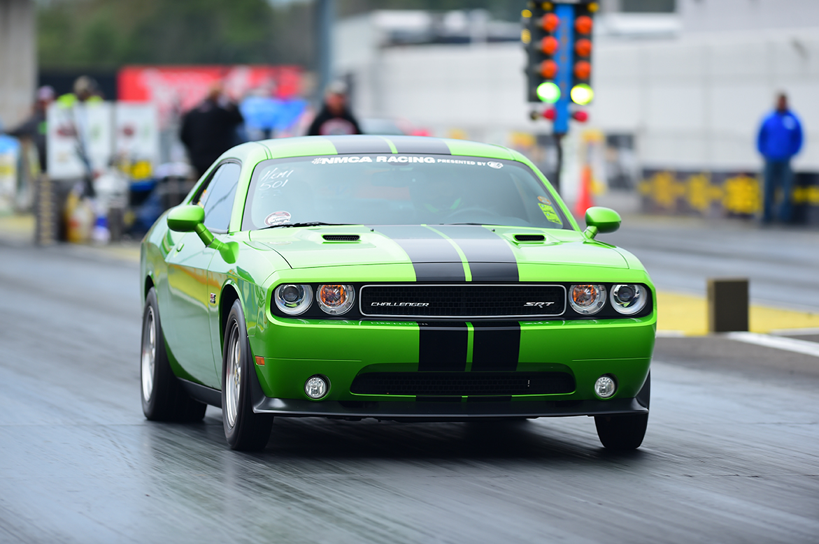 dodge vehicle on the drag strip