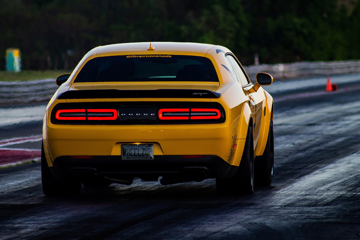 dodge vehicle on a drag strip