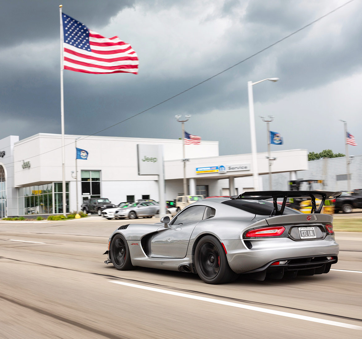 Viper ACR-e driving down the road