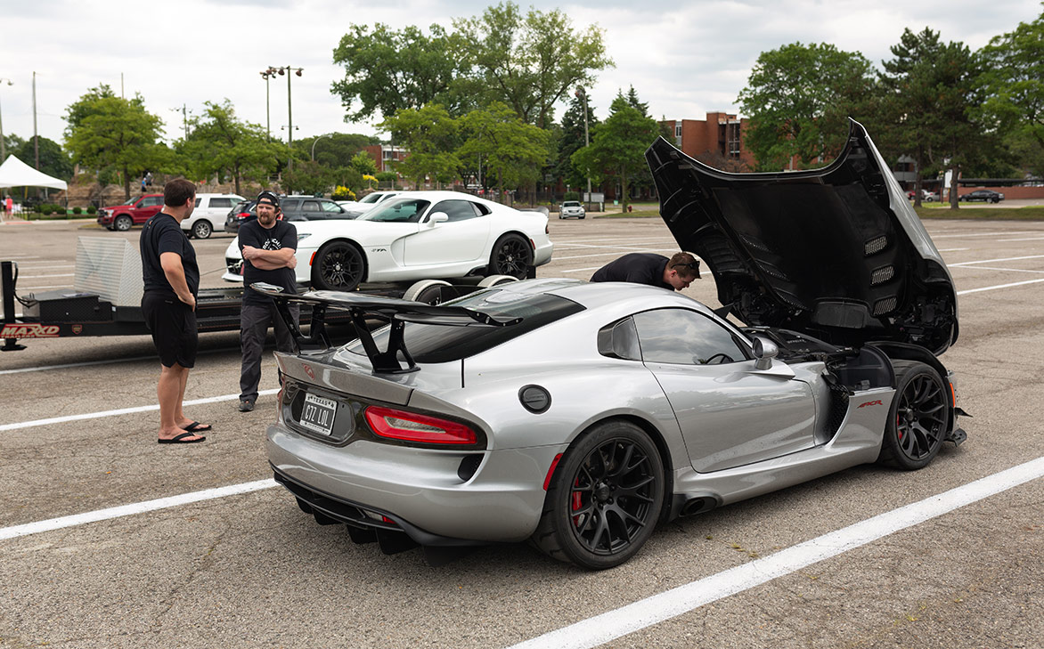 Dodge Viper ACRe with the hood open