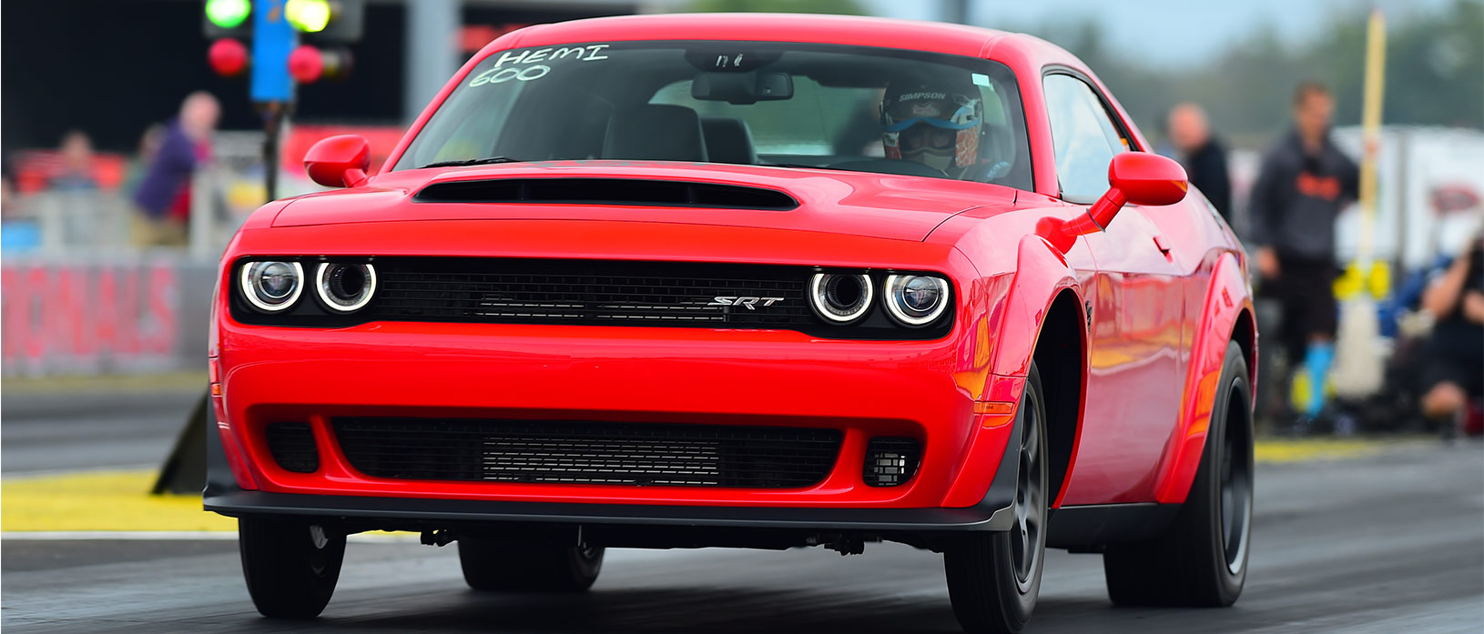 dodge vehicle on a drag strip